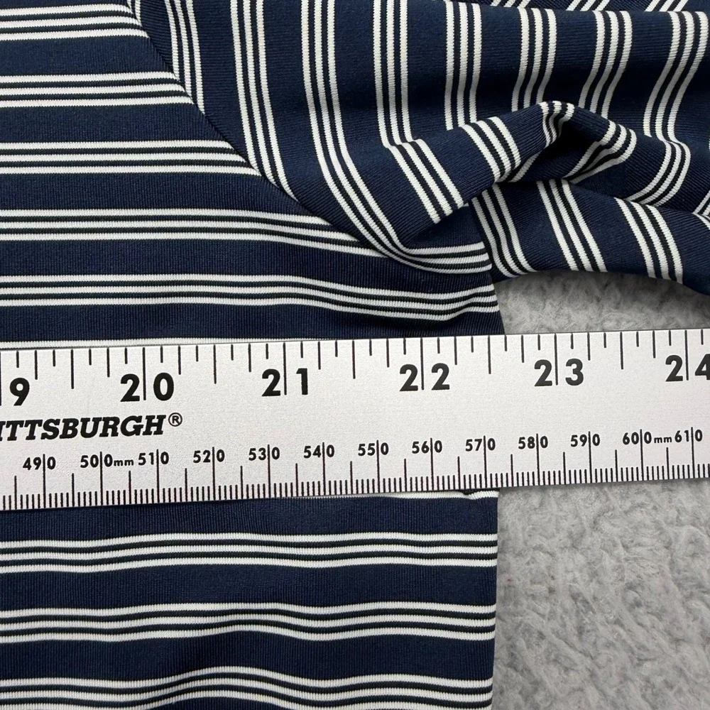 Adidas CD3364 Mens Size Large Navy Striped S/S Stretch Golf Polo Shirt A2B001